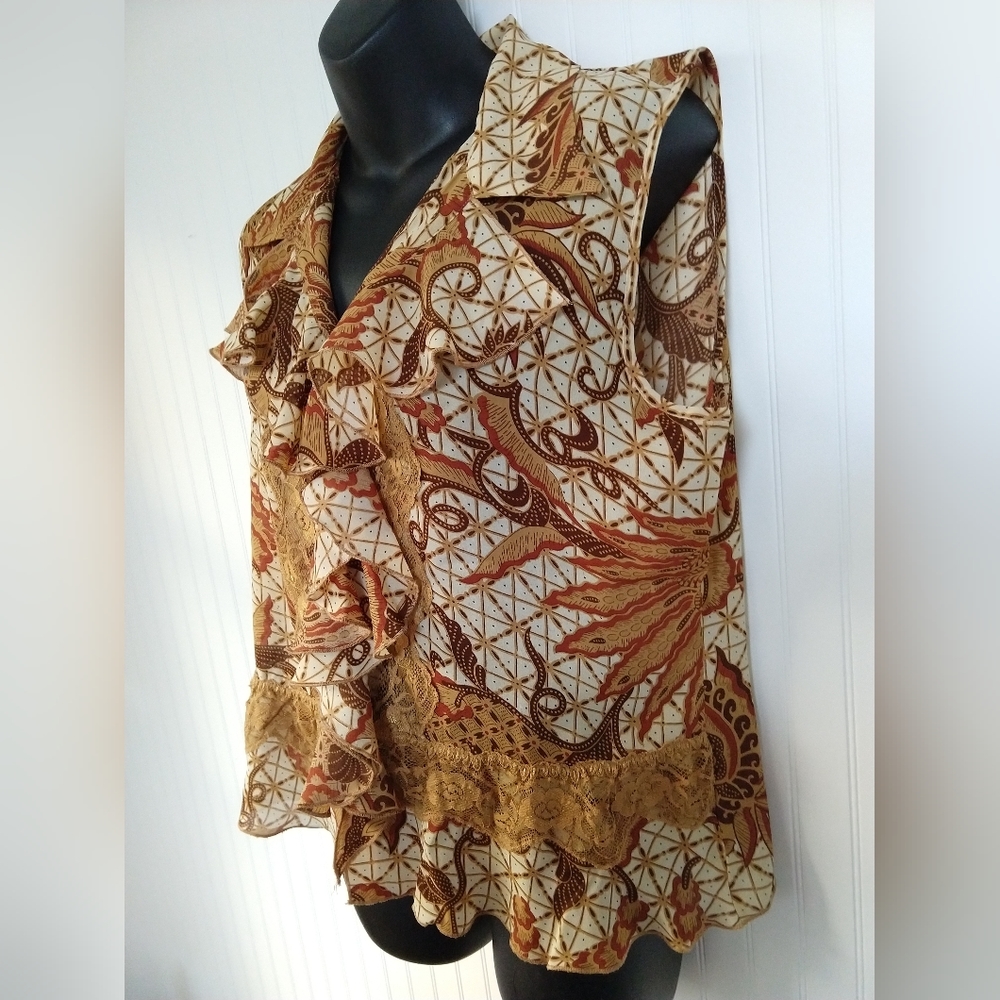 Vintage Sunny Leigh EUC Ruffled Sleeveless Blouse. Size Medium. - Picture 1 of 9